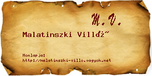 Malatinszki Villő névjegykártya